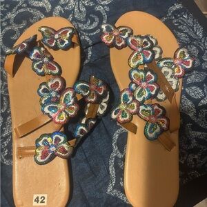 Colorful Butterfly Embellished Sandals